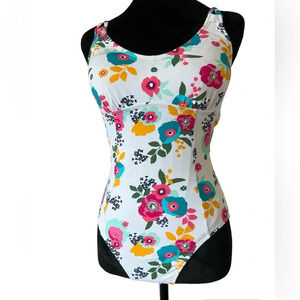 Liz Claiborne 1 piece swimsuit Colorful floral Size 10 NWT